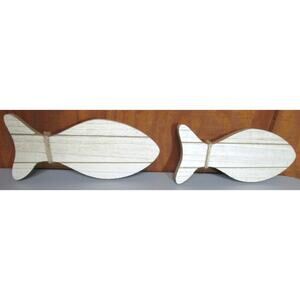 Rustic Wooden Fish Set Nautical Coastal Wall Art Beach House Accent 5x9 inches